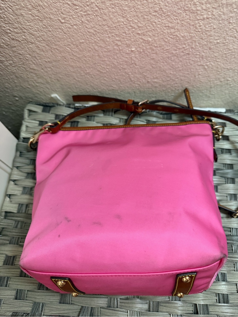Dooney & Bourke Pink Nylon Crossbody Bucket Bag - Picture 7 of 16